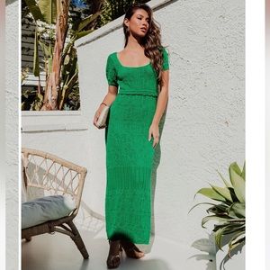 VICI 🌺 GET ME TO MAUI 🌺 POINTELLE KNIT MAXI DRESS
